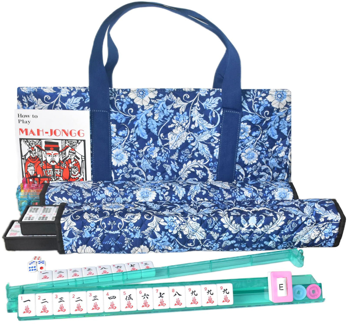 american mahjong set - blue paisley